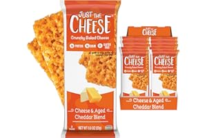 Just the Cheese Cheese Crisps | High Protein Baked Keto Snack | Made with 100% Real Cheese | Gluten Free | Low Carb Lifestyle | CHEESE & AGED CHEDDAR BLEND, 0.8 Ounces (Pack of 10)