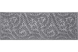 Bungalow Flooring Waterhog Runner Door Mat, 2' x 5' Made in USA, Durable and Decorative Floor Covering, Skid Resistant, Indoor/Outdoor, Water-Trapping, Boxwood Collection, Medium Grey