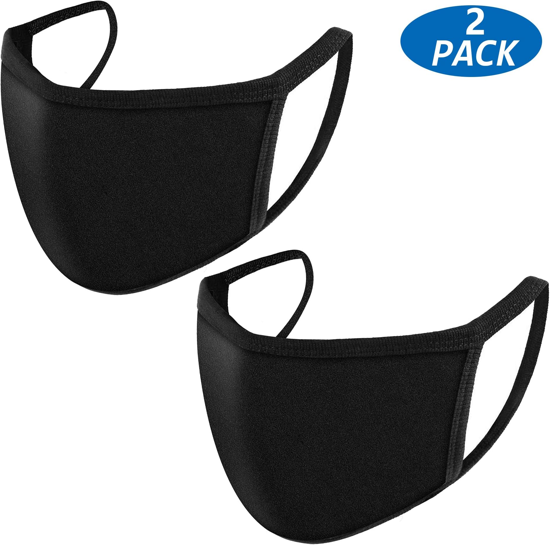 Mouth Cover Cotton Voerou Unisex Adult Cotton Cover,Ski Cycling Mouth Cover for Women Man,Black(2 PCS)
