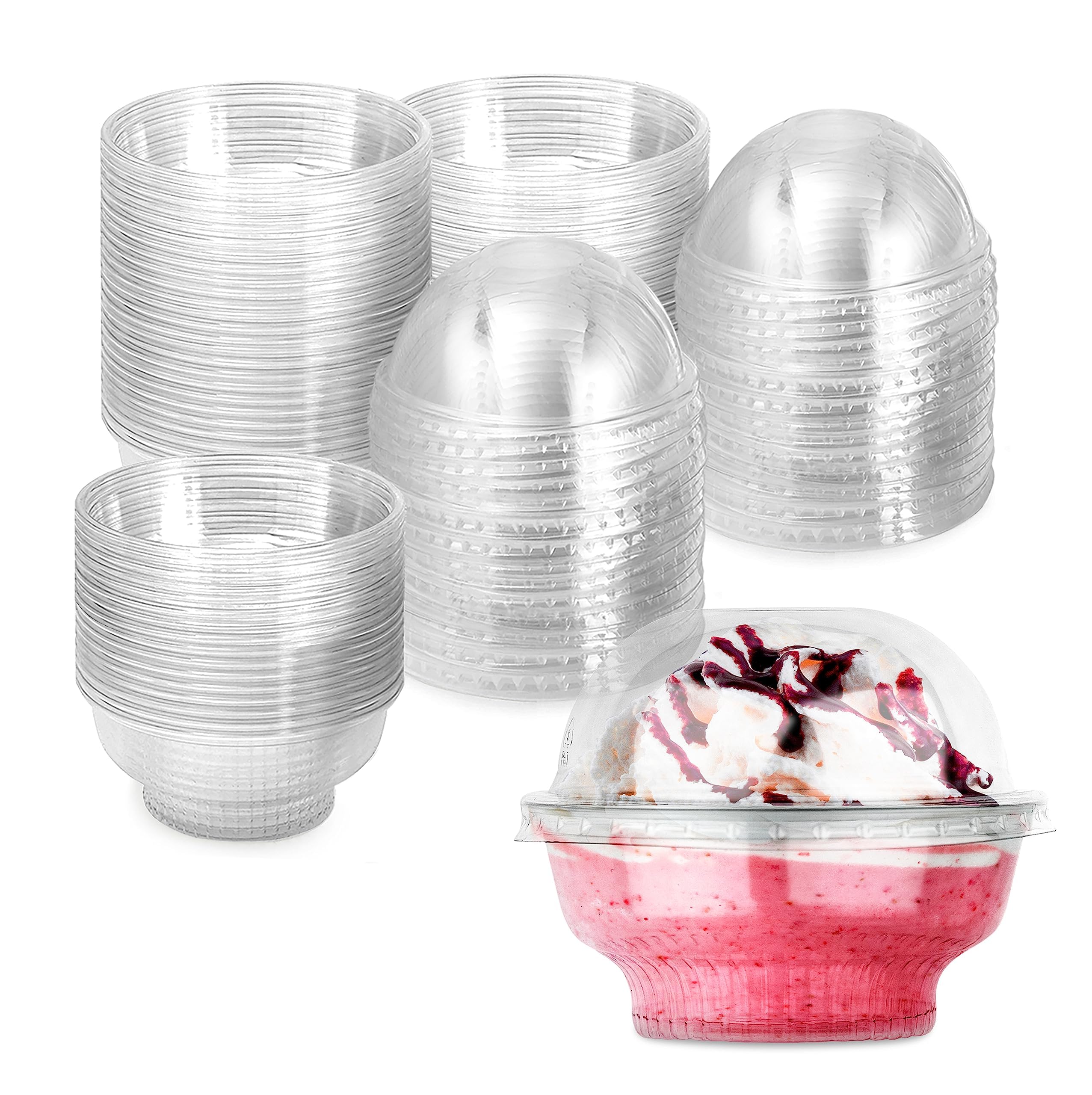 Mini Clear Plastic Dessert Cups With Lids 5 Oz (Set Of 50) Small Disposable Parfait Cup, Dome