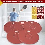 STEBRUAM 225mm Sanding Discs 50 Pack 8 Hole Mixed Grit 40-240 Hook & Loop view 3