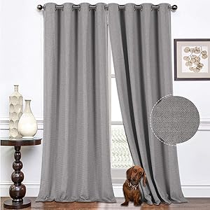 North Hills Premium Soft Curtains with Cashmere Feel, Herringbone Textured Room Darkening Grommet Window Curtains Drapes for Bedroom 52