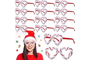 Chapou 12 Pcs Christmas Glasses Glitter Candy Cane Glasses for Holiday Party Costume Accessories Photo Props