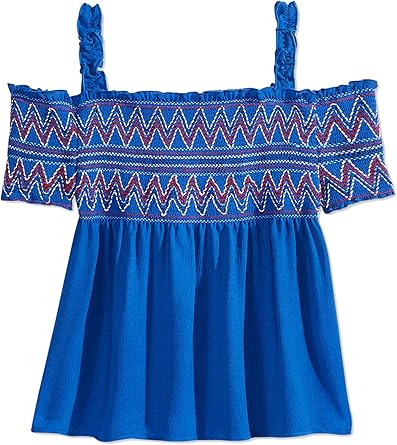 smocked cold shoulder top