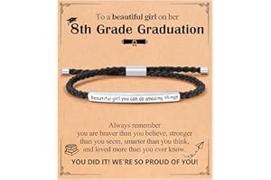 BxkSky 5th/8th Grade Graduation Gifts for Her, Engraved Beautiful Girl You Can Do Amazing Things Adjustable Bracelet, Elementary Middle School Graduate Gifts
