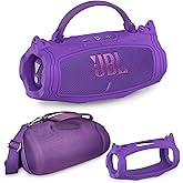JCHPINE Silicone Cover and Hard Carrying Case for JBL Charge 6 Portable Bluetooth Speaker Accessories, Protective Cases for JBL Charge 6 AI Sound Bluetooth Speaker with Shoulder Strap (Purple)