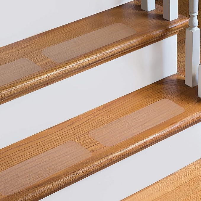 Non Slip Clear Stair Treads for Safety. PreCut Adhesive Sheets