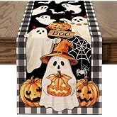 Cusugbaso Halloween Table Runner 13x72 inch, Spooky Halloween Decor Indoor | Ghost Boo Pumpkin Seasonal Fall Kitchen Dining Table Decorations for Home
