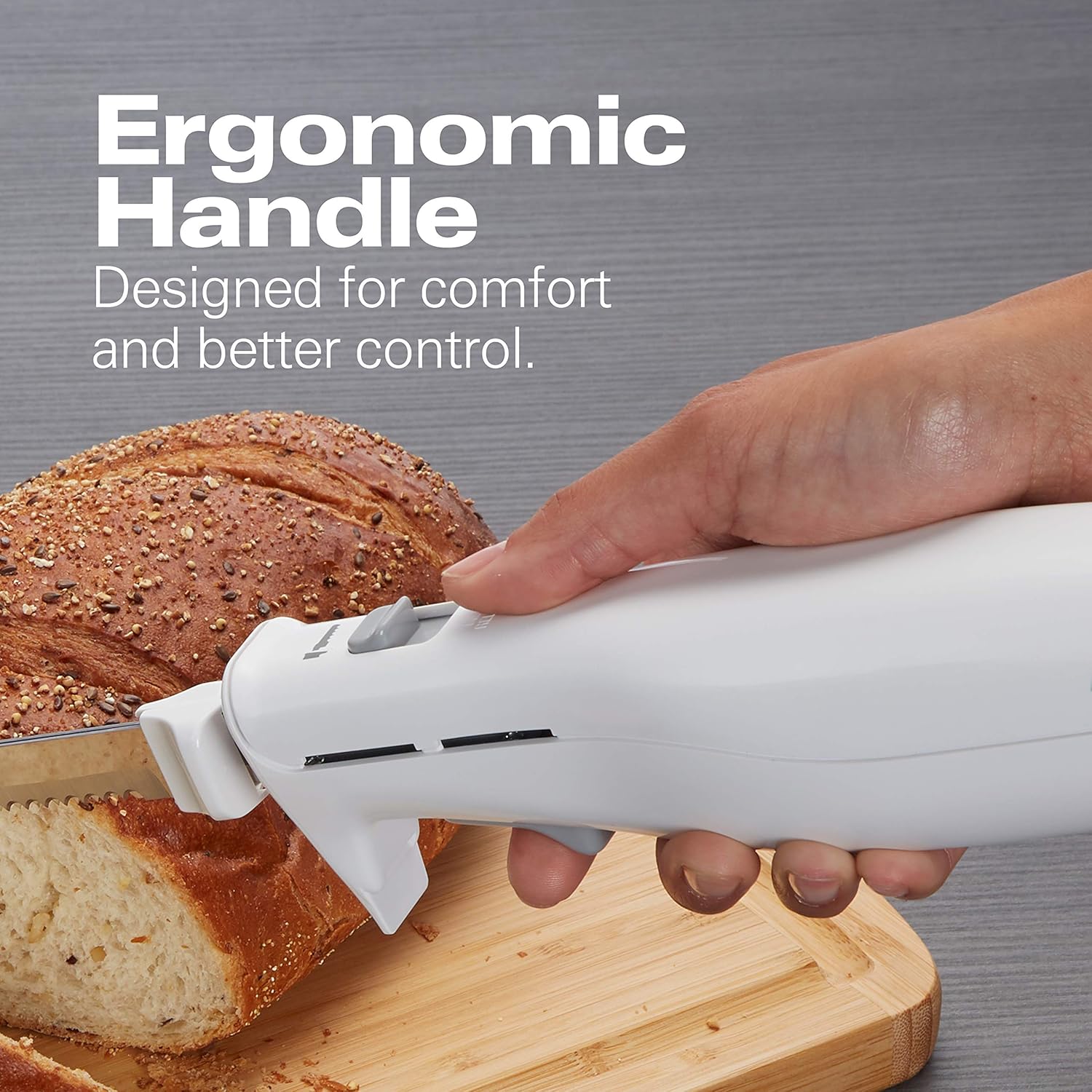 Hamilton Beach Electric Knife for Carving Meats, Poultry, Bread, Crafting Foam & More, Storage Case & Serving Fork Included, White: Electric Knives: Kitchen & Dining