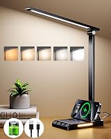 TOPPLEE Desk Lamp Rechargeable 2500mAh 5 Color Temp Dimmable USB Port view 9