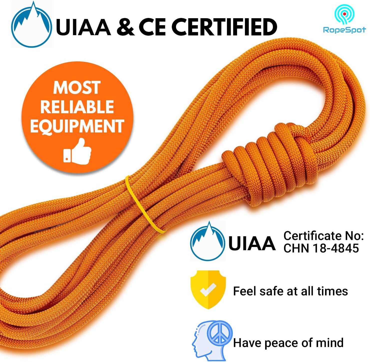 Powerful Static Rock Climbing Rope (Orange, 32) : Sports & Outdoors