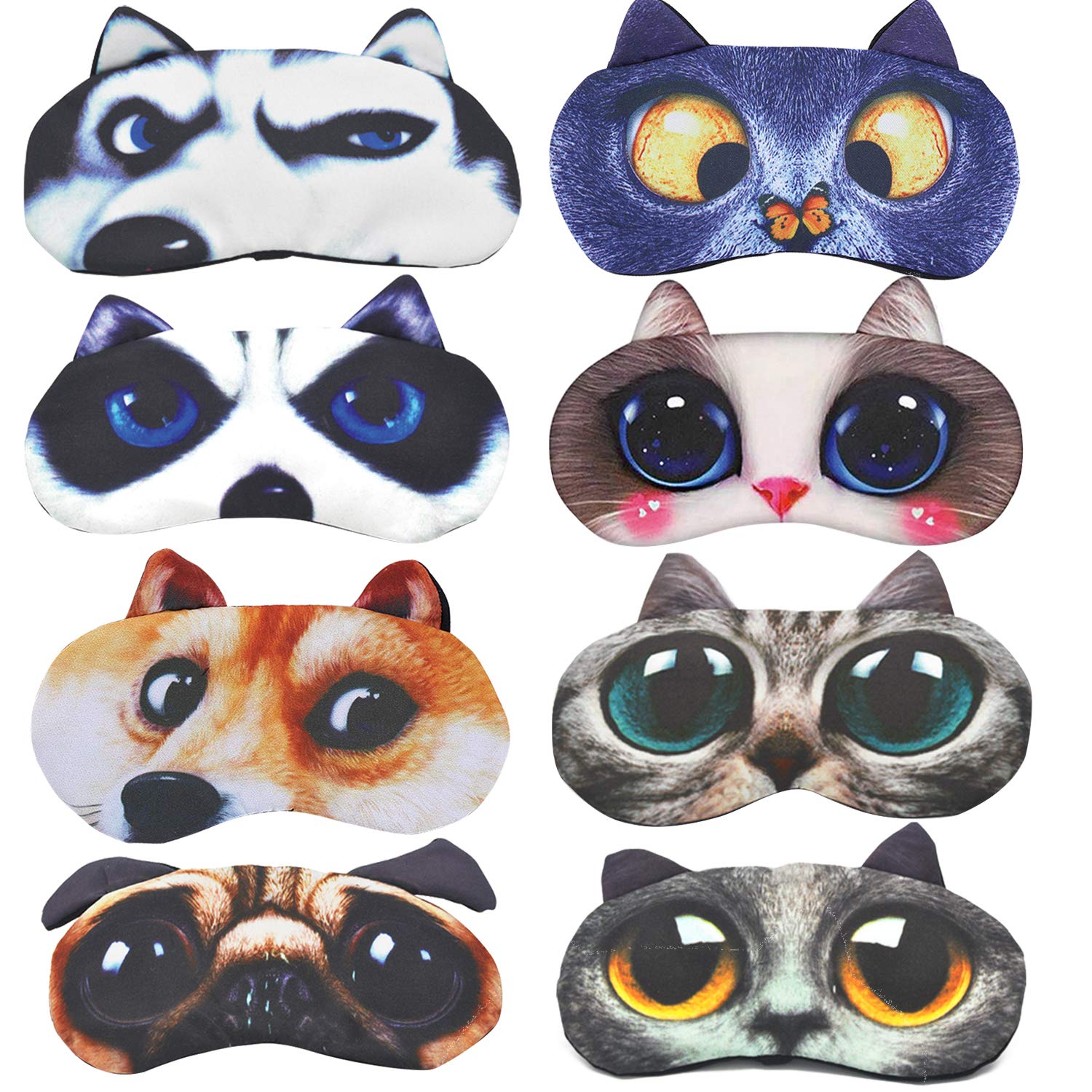Photo 1 of HYCLES Sleep Mask for Kids Sleeping Eye Cover Cute Cartoon Animal Funny 8 Pcs Blindfold Eyeshade for Men Women Plane Travel Game Nap Night Sleeping
