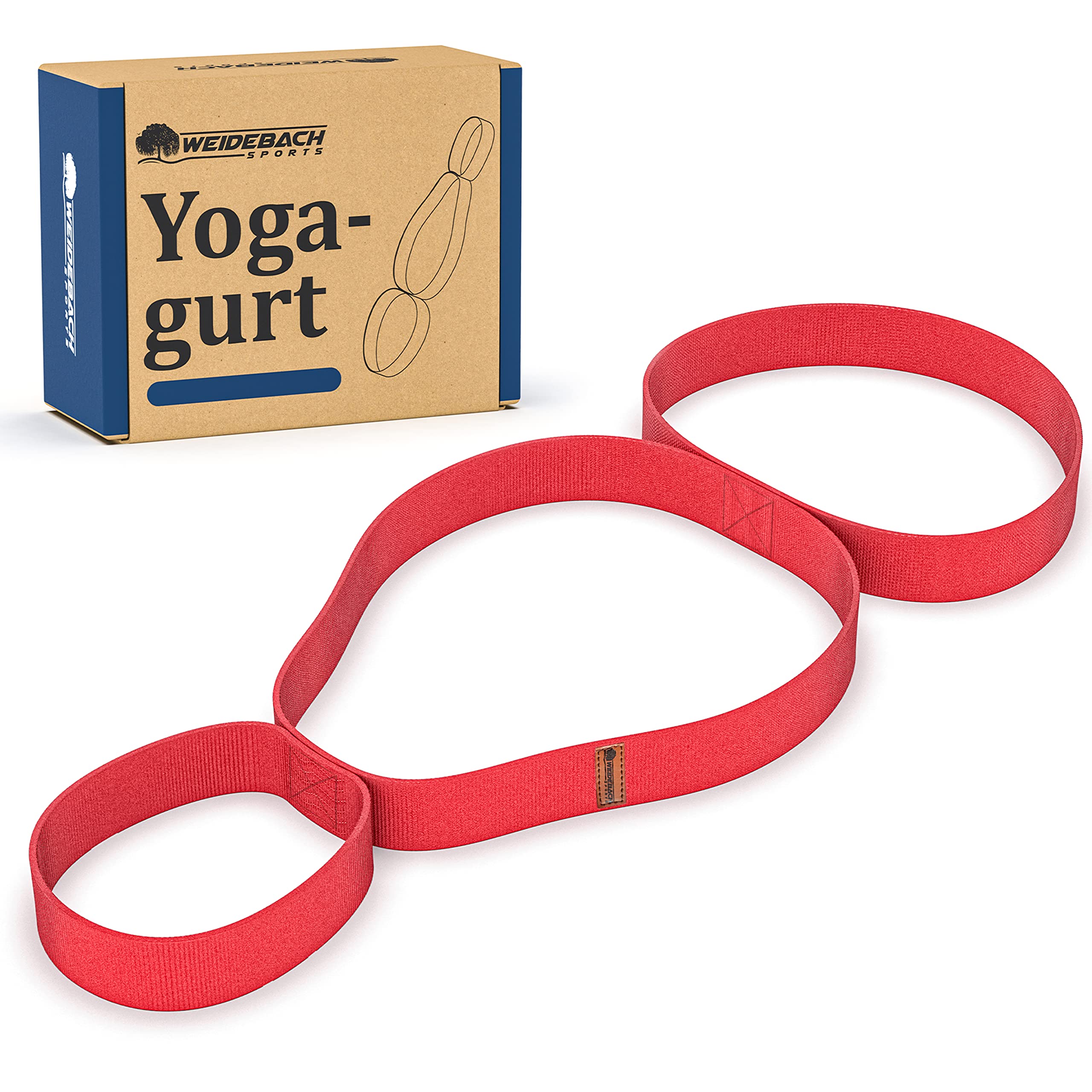 Weidebach® powerful yoga strap with loops makes stretching exercises easier, exercise loop for quick training results and stretchability, stable band for stretching for many sports