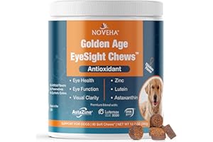 NOVEHA Eye Supplement for Dogs (90 Chews)- Vision Support with Lutein + Vitamin C & Astaxanthin Antioxidants - Dog Vitamins for Eyes + Fish Oil for Omega 3 EPA - Made in USA