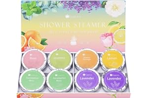 LIRAVIVA Shower Steamers Variety Pack – 8 Aromatherapy Shower Bombs with Essential Oils – Lavender, Eucalyptus, Citrus, Rose & Jasmine – Spa Gift for Women, Men, Mom, Dad – Individually Wrapped Tablets