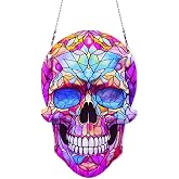 Skull Halloween Ornaments Colorful Window Hanging Decorations Home Wall Decor for Bedroom Patio Indoor Outdoor