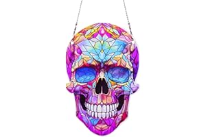 THMNJ Skull Halloween Ornaments Colorful Window Hanging Decorations Home Wall Decor for Bedroom Patio Indoor Outdoor