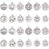 Tupalizy 24PCS Zodiac Sign Charms Bulk for Necklaces Bracelets Keychain Earrings Jewelry Making Chokers Vintage Round 12 Constellation Pendants for DIY Craft Birthday Christmas Gifts