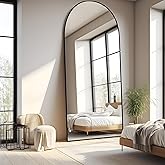 FORBATH Oversized Full Length Mirror, 71" x 26" Arched Full Body, Black Metal Frame Floor Mirror, Stand/Wall Mounted/Leaning 