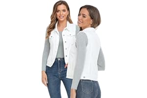 Xeoxarel Women's Denim Vest, Sleeveless Jean Jacket (XS-XXL)