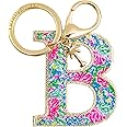 Lilly Pulitzer Leatherette Initial Keychain, Letter Bag Charm for Women