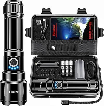 Blukar LED Flashlight Rechargeable 5000mAh IP67 Waterproof 5 Modes