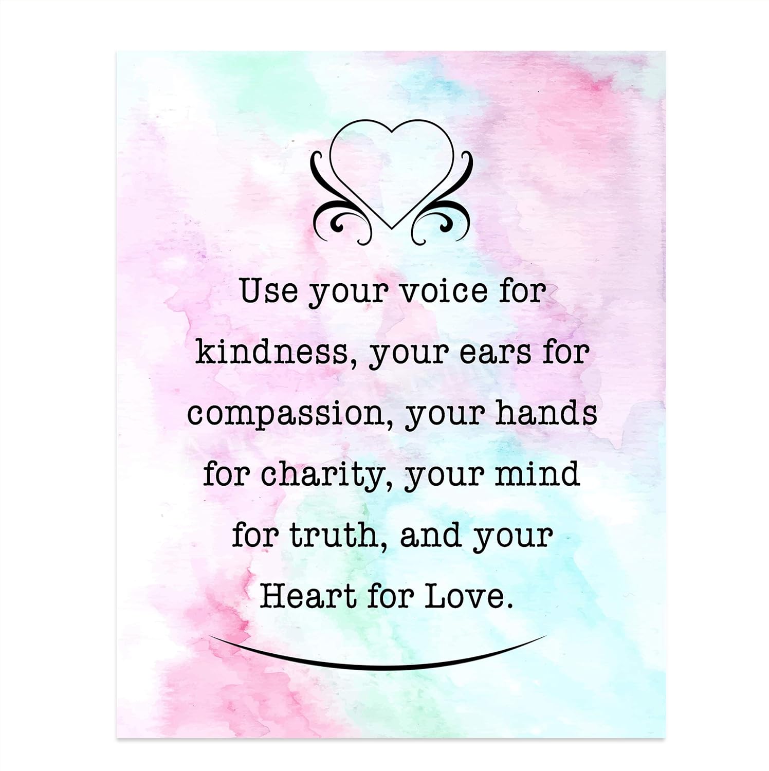 Amazon Com Use Your Voice For Kindness Heart For Love Inspirational Quotes Wall Art 8 X 10 Modern Typographic Print Ready To Frame Positive Home Office School Decor Perfect Gift To Inspire Kindness Handmade