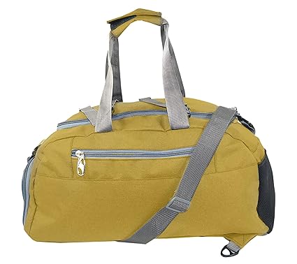 Storite Multipurpose Nylon Travel Luggage Storage Duffel Bag with Shoe Compartment for Men & Women (20x8.5x10 Inch) Yellow