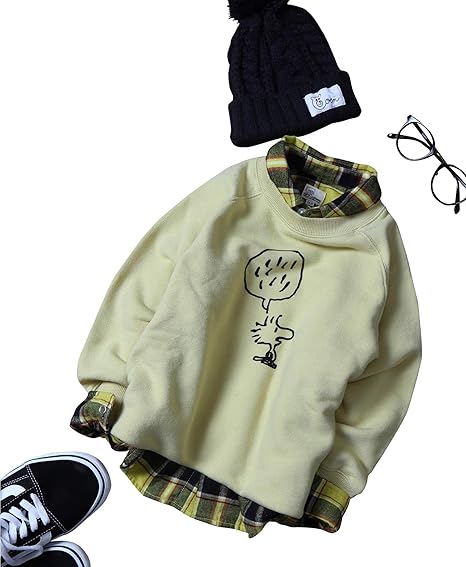 Amazon コーエン Coen Coen キッズ ジュニア Snoopy スヌーピー フェイスプリントプルオーバー スウェット トレーナー 100 150cm 5570 Yellow 55 1 トレーナー パーカー 通販