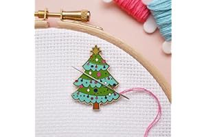 Caterpillar Cross Stitch Needle Minder - Christmas Tree for Cross Stitch, Sewing, Embroidery and Needlework Accessories, Enamel and Magnetic