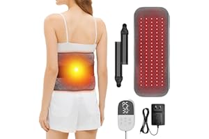 FLAOAITO Red Light Therapy Heating Wrap Belt for Body, Lower Back, Legs, and Arms, Featuring 660 nm Red Light Therapy and 850 nm Near Infrared Red Light Therapy LED Chips, Wearable Heating Pad