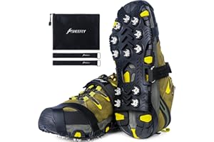 SHEEFLY Crampons Ice Cleats for Winter Boots, Upgraded Microspikes Anti Slip Ice Traction Cleats Grips Ice Cleats for Women M