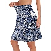 KORALHY 20" Knee Length Skorts Skirts for Women, High Waisted Tennis Athletic Skirt with Zipper Pocket