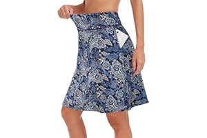 KORALHY 20" Knee Length Skorts Skirts for Women, High Waisted Tennis Athletic Skirt with Zipper Pocket