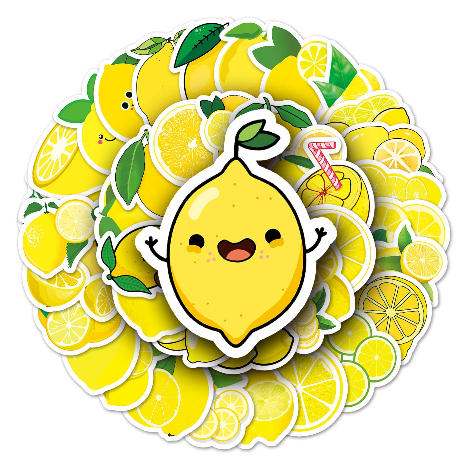 Affoto Lemon Stickers for Laptop (50 PCS),Gift for Children Teens Adults Girl Boys,Waterproof Stickers for Water Bottle,Lemon Vinyl Stickers for Scrapbook,Skateboard,Bike,Phone,Dairy