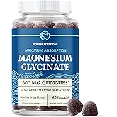 Magnesium Glycinate Gummies 600MG | Sleep, Calm & Relaxation Support | 60MG Elemental Mag Per Serving | Grape Flavor, Gluten-Free | High Absorption Magnesium Gummies for Women, Men & Family | 60 Ct
