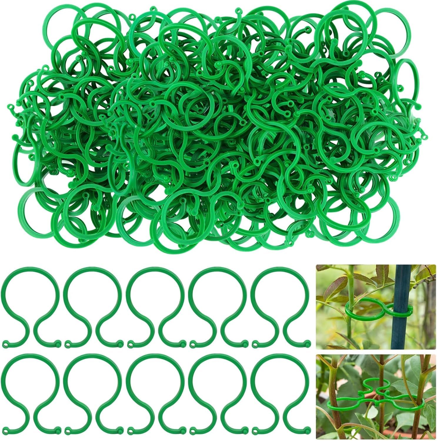 Hysagtek 200 Pcs Plant Support Clips - Fix Stems/Vines/Seedlings, Prevent Lodging for Potted/Garden (Roses/Tomatoes/Climbers) | Weatherproof Reusable Garden Clips Fit Various Stem/Support Sizes