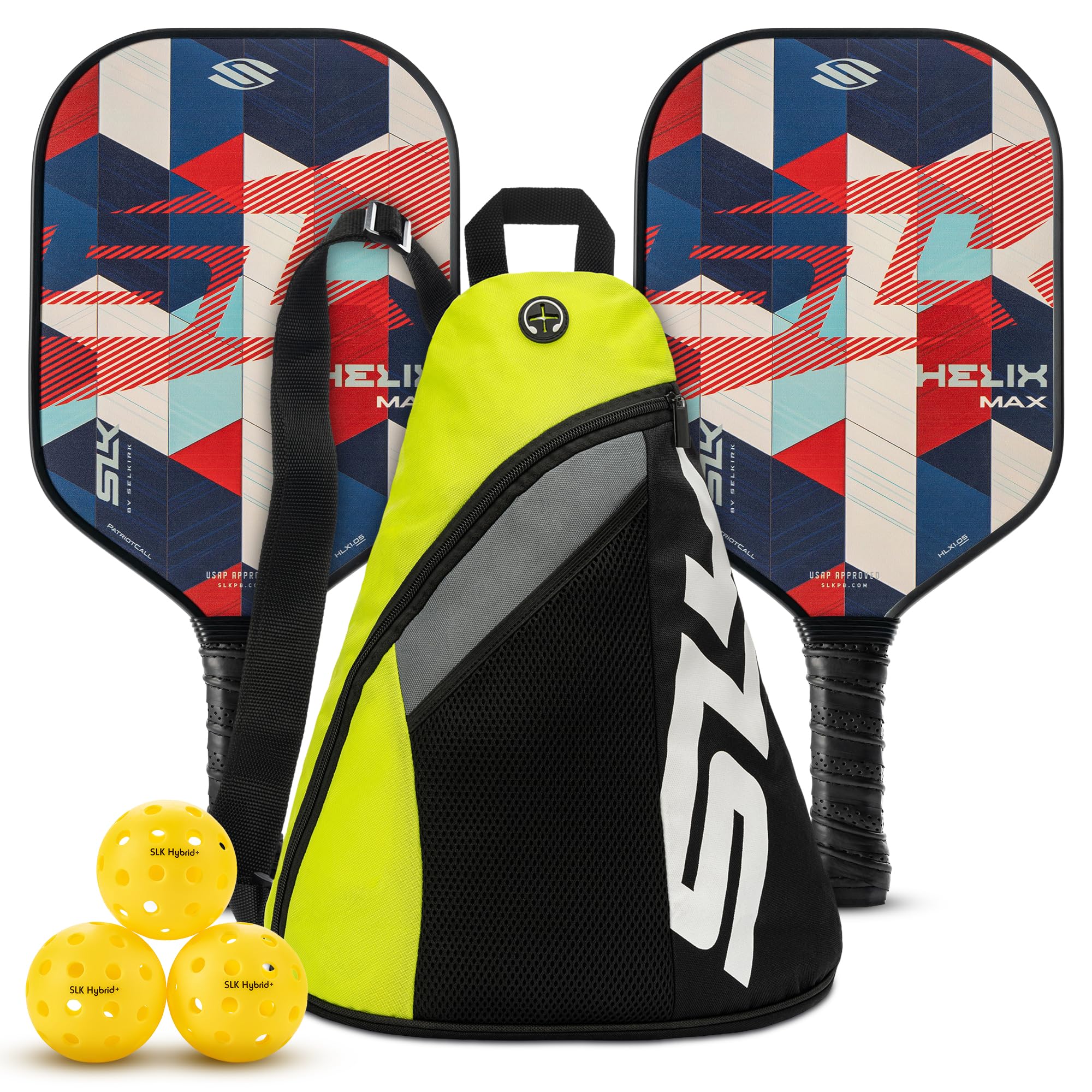 Selkirk Sport SLK Helix Pro Pickleball Paddle | Thermoformed Carbon Fiber Core Pickleball Paddles with Carbon Fiber & Fiberglass Hybrid Face | Unmatched Control | Patriot Bundle Image