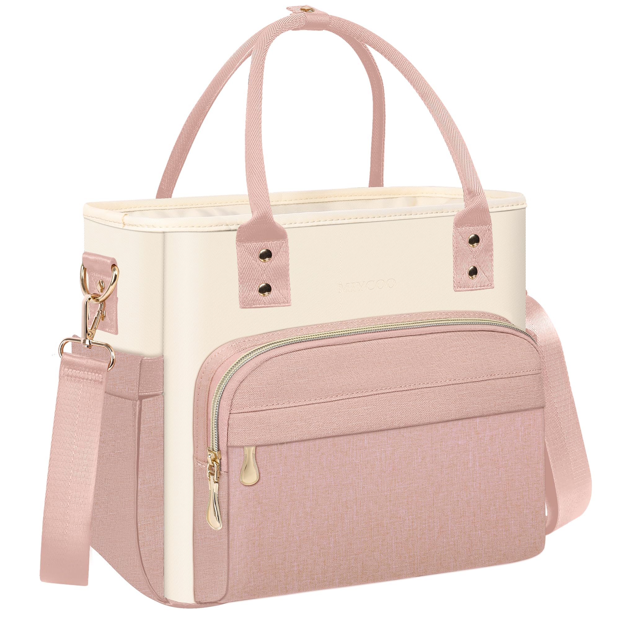 MIYCOO Lunch Bag Lunch Box Women - Leakproof Insulated Lunch Cooler Bag for Women - Large Lunch Tote Bags Adults, Pink White Image