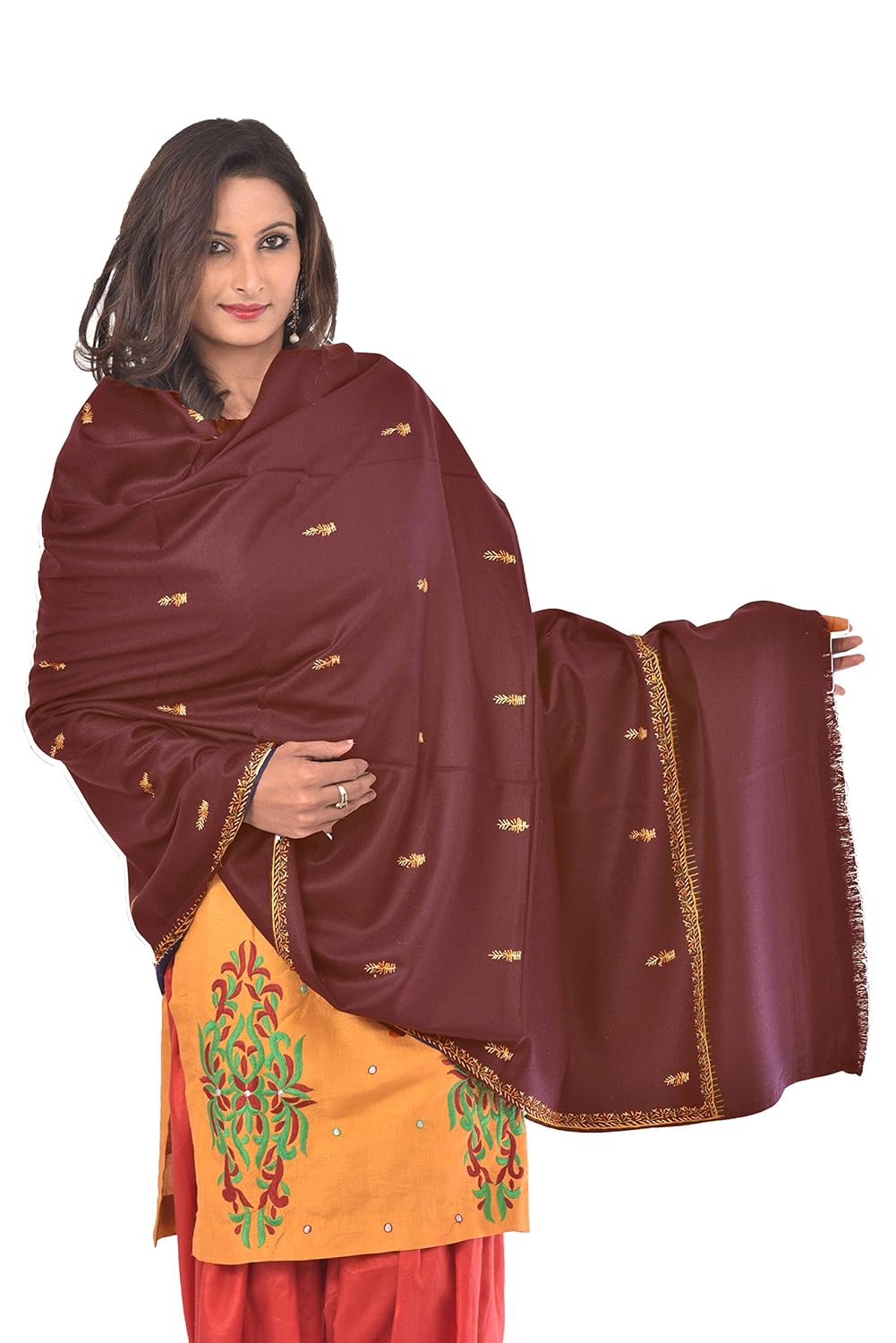 weavers villa women's kashmiri embroided woolen shawls, stoles, dupattas