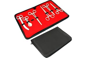 Veterinarian Student's Umbilical Cord Scissor Kit - 7 Pieces Total. High Grade Stainless Steel Instruments Perfect for Anatomy, Biology and Veterinary Students - by TeckMed