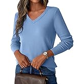 GKBK Women's V Neck Sweater Wool Blend Lightweight Soft Pullover Long Sleeve Tops Business Casual Fall Outfits 2025 Trendy