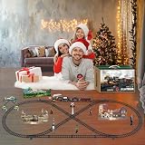 BUBUQE Remote Control Train Set with Steam Locomotive & Tracks view 8