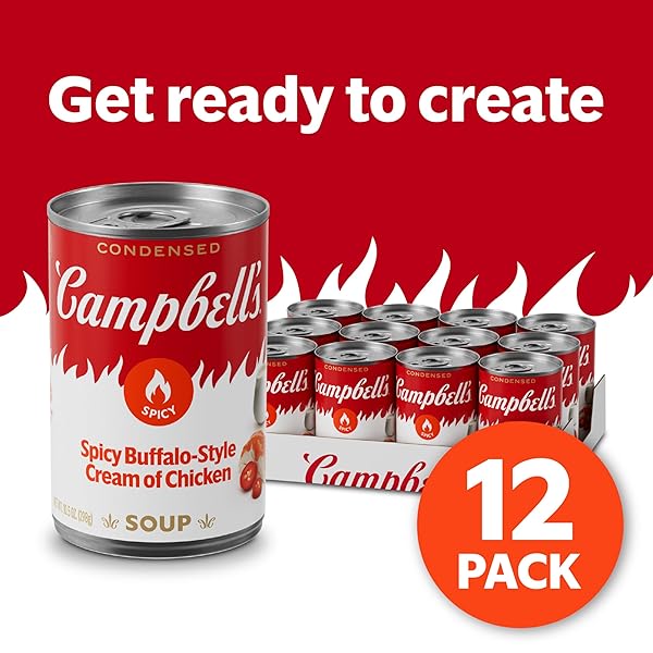 CAMPBELL’S CONDENSED SPICY BUFFALO-STYLE CREAM OF CHICKEN SOUP, 10.5 OZ CAN (CASE OF 12)