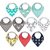 10-Pack Baby Bandana Bibs Upsimples Baby Boys Bibs for Drooling and Teething, Super Absorbent Bibs Baby Shower Gift - Elk Set