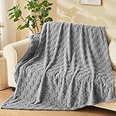 NEWCOSPLAY Super Soft Twin Blanket Grey Premium Silky Flannel Fleece 3D Checkered Lightweight Bed Blanket All Season Use (Grey Checkered, Twin(60"x80"))