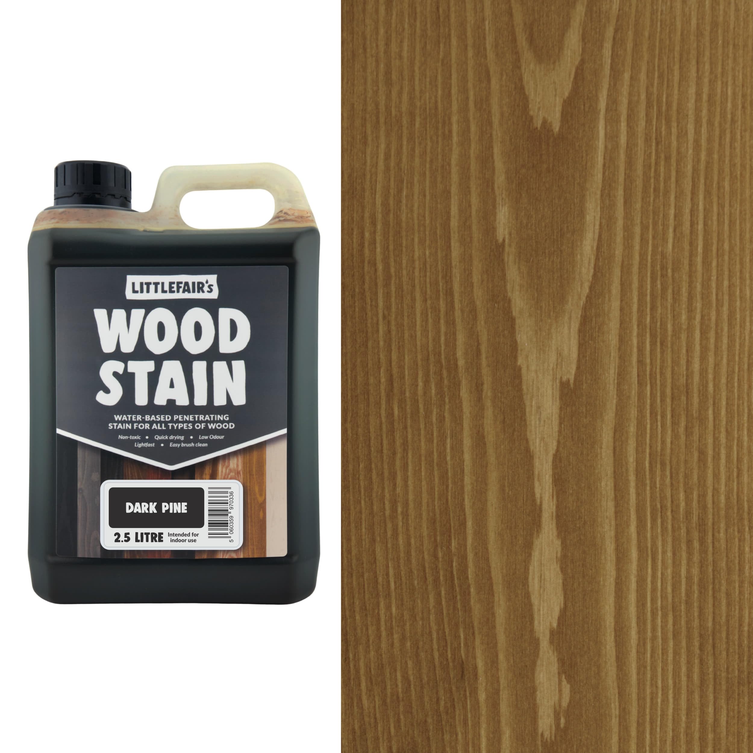 Littlefair's Wood Stain Water-Based - (Dark Pine) โ Non-Toxic, Eco-Friendly & Quick Drying - Easy-to-Apply, Concentrated Formula for All Wood Types โ 2.5 LTR โ image 1