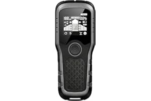HANDSTAR Jet Black Professional Stud Scanner – 6 in 1 Multifunction upgraded Automatic detection with LCD Display & Audio Alarm for Wood, Metal, AC Wire, great for DIY, Handyman & Construction Work