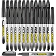 SFAIH Black Permanent Markers Bulk - 24 Pack, 1s Quick Dry, Fine Point Permanent Markers for Plastic Glass Metal Wood, Waterproof, Permanent Markers Fine Tip for Kitchen Classroom Office, Non-Fading