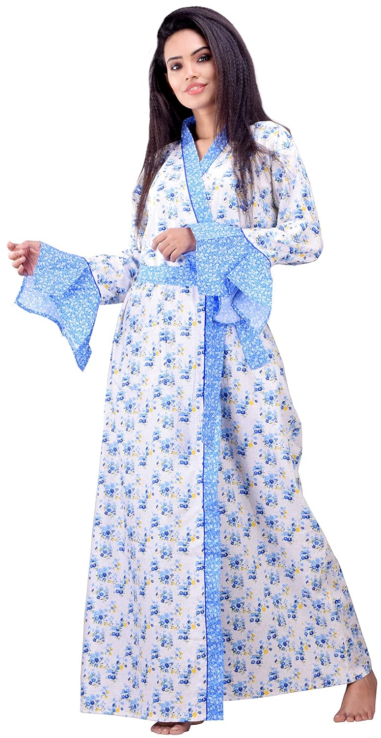 Buy CLYMAA Women's Pure Cotton Plus Size Robe/House Coat/Night Gown (4X